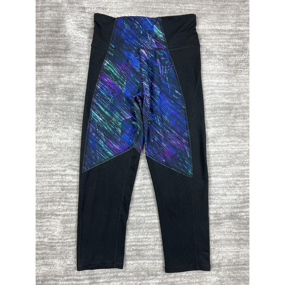 Champion Leggings Womens S Black Duo Dry Capri Abstract Graphic Athletic Workout